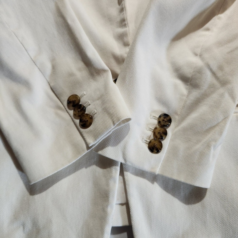 Lands' End Cotton Blazer Single Breast One Button 3/4 Sleeves 10 Polka Dot Lined - Picture 9 of 15